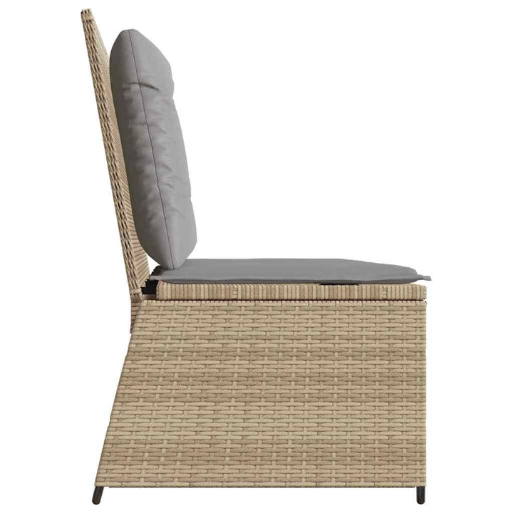 Havebænk med pude Beige Poly rattan