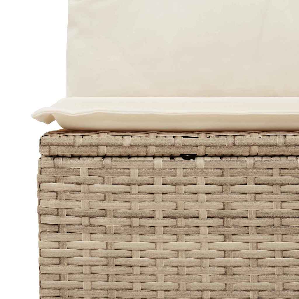 Havebænk med pude Beige Poly rattan