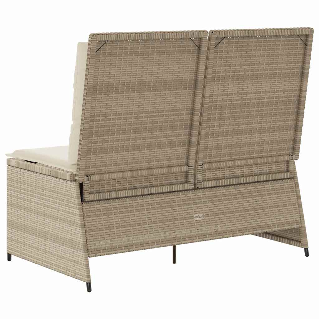 Havebænk med pude Beige Poly rattan