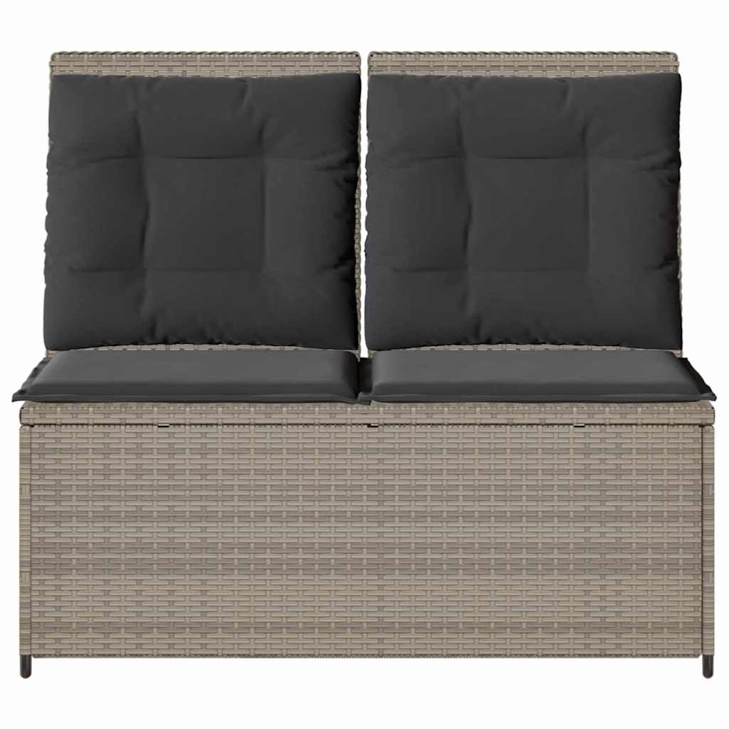 Havebænk med pude Lysegrå Poly rattan