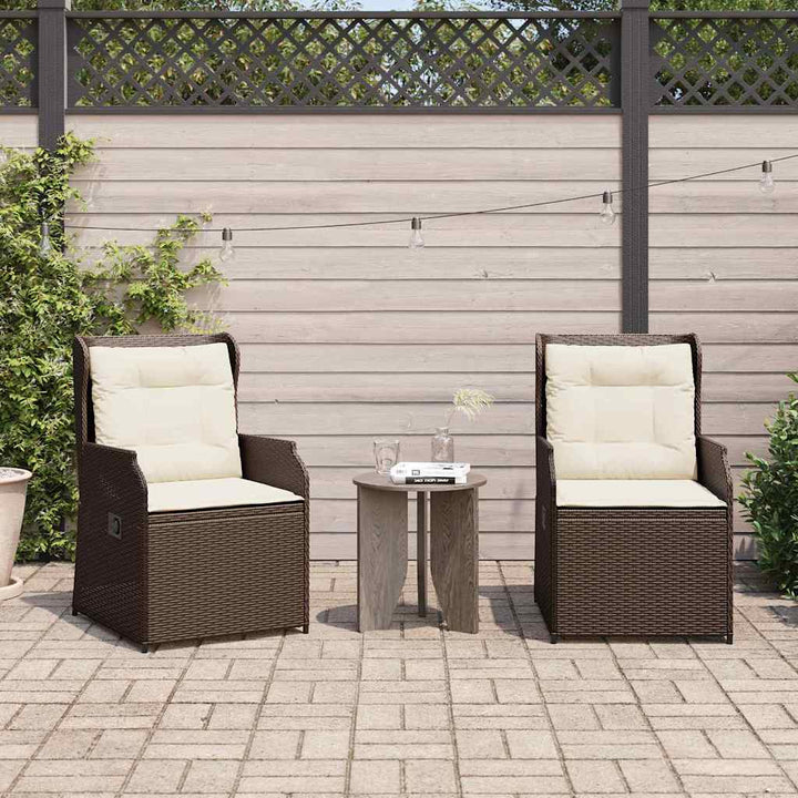 Havebænk med pude 2 pcs Brun Poly rattan