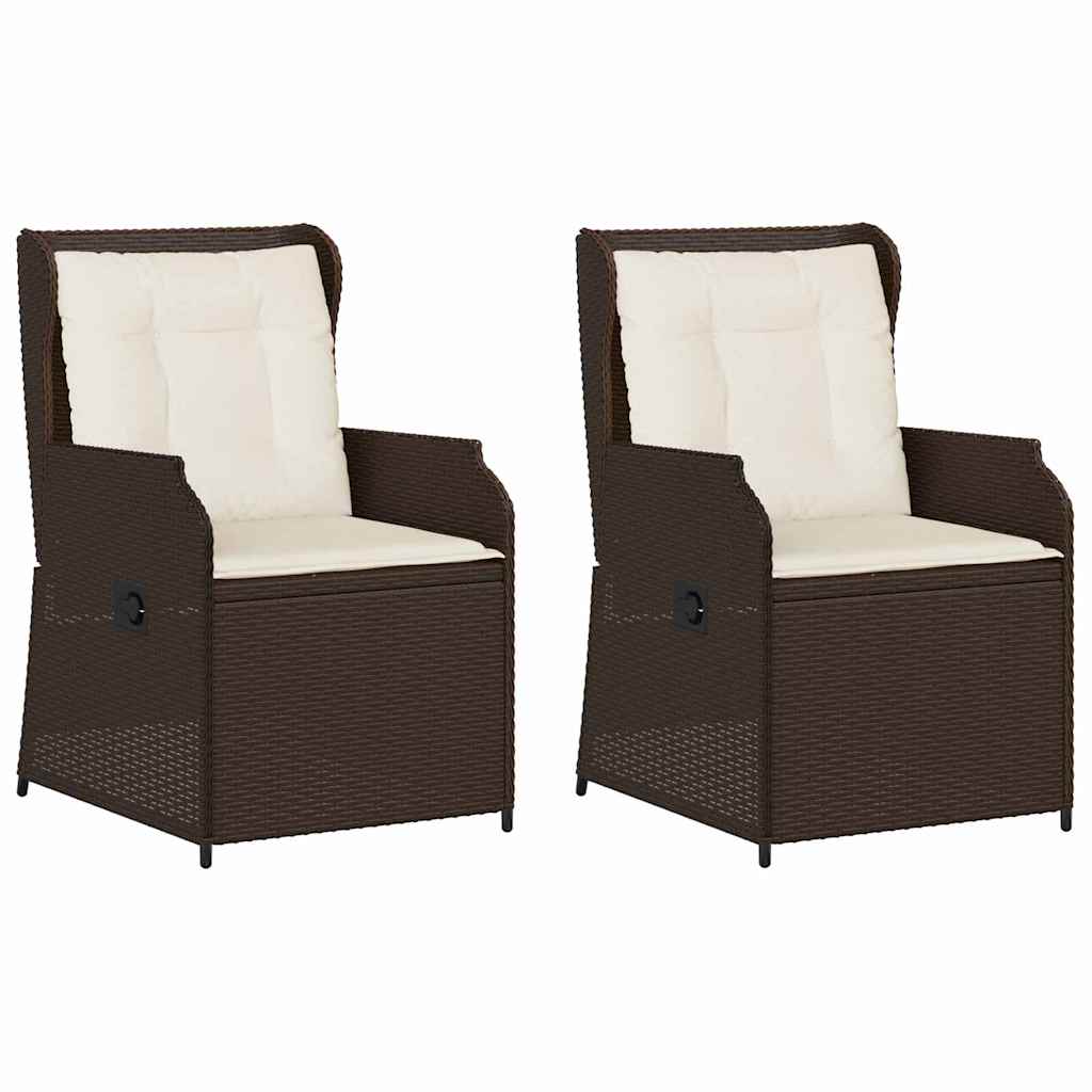 Havebænk med pude 2 pcs Brun Poly rattan