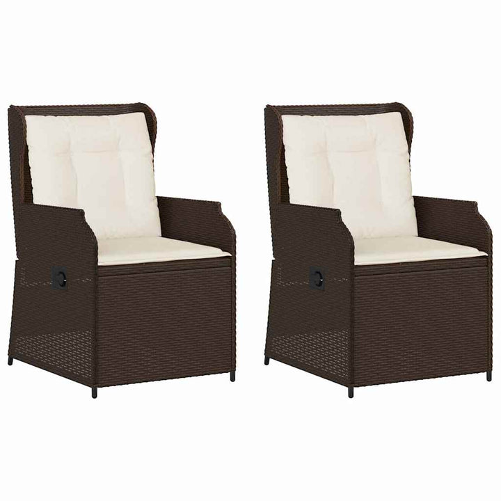 Havebænk med pude 2 pcs Brun Poly rattan