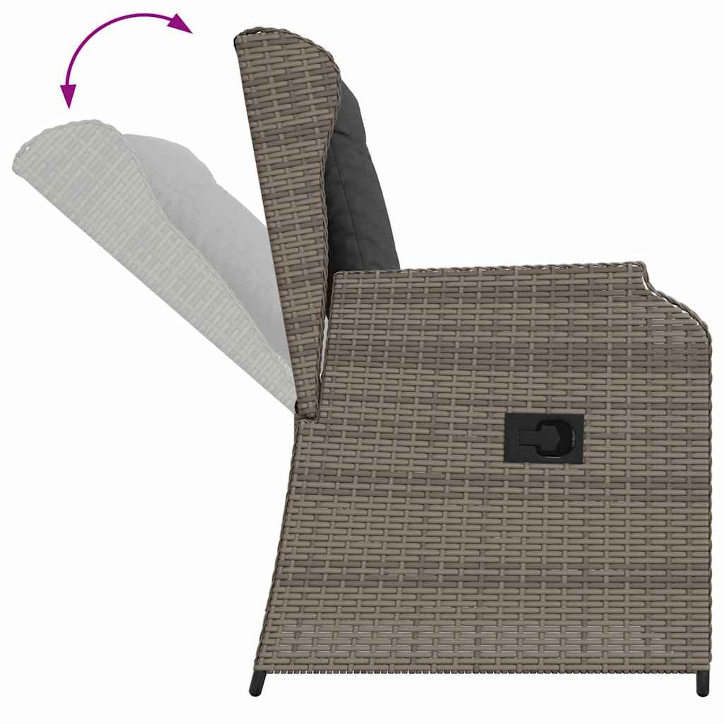 Havebænk med pude 2 pcs Grå Poly rattan