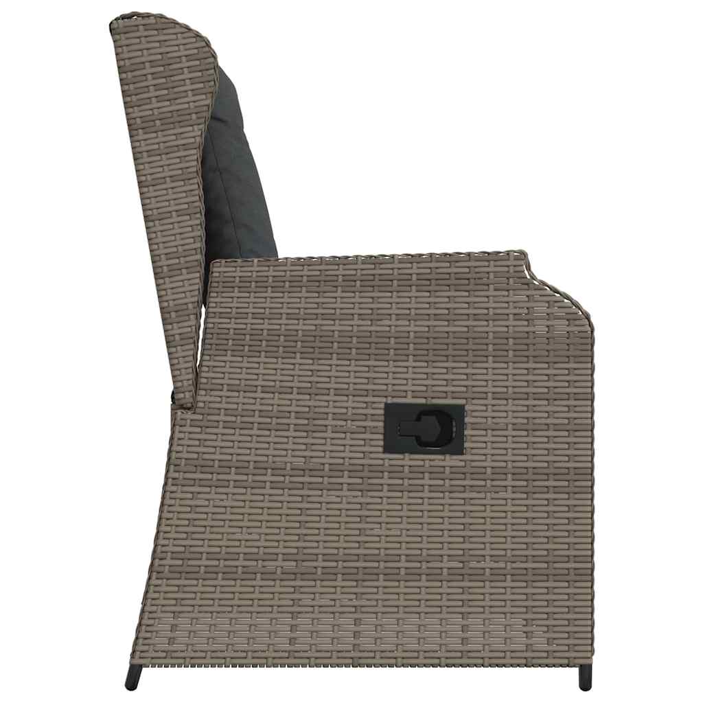 Havebænk med pude 2 pcs Grå Poly rattan