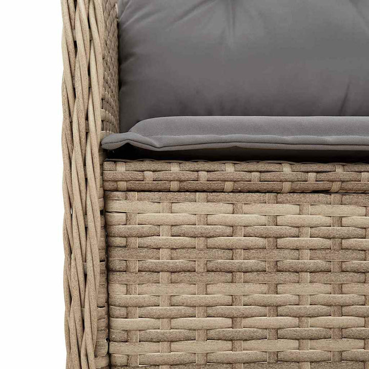 Havebænk med pude 2 pcs Beige Poly rattan