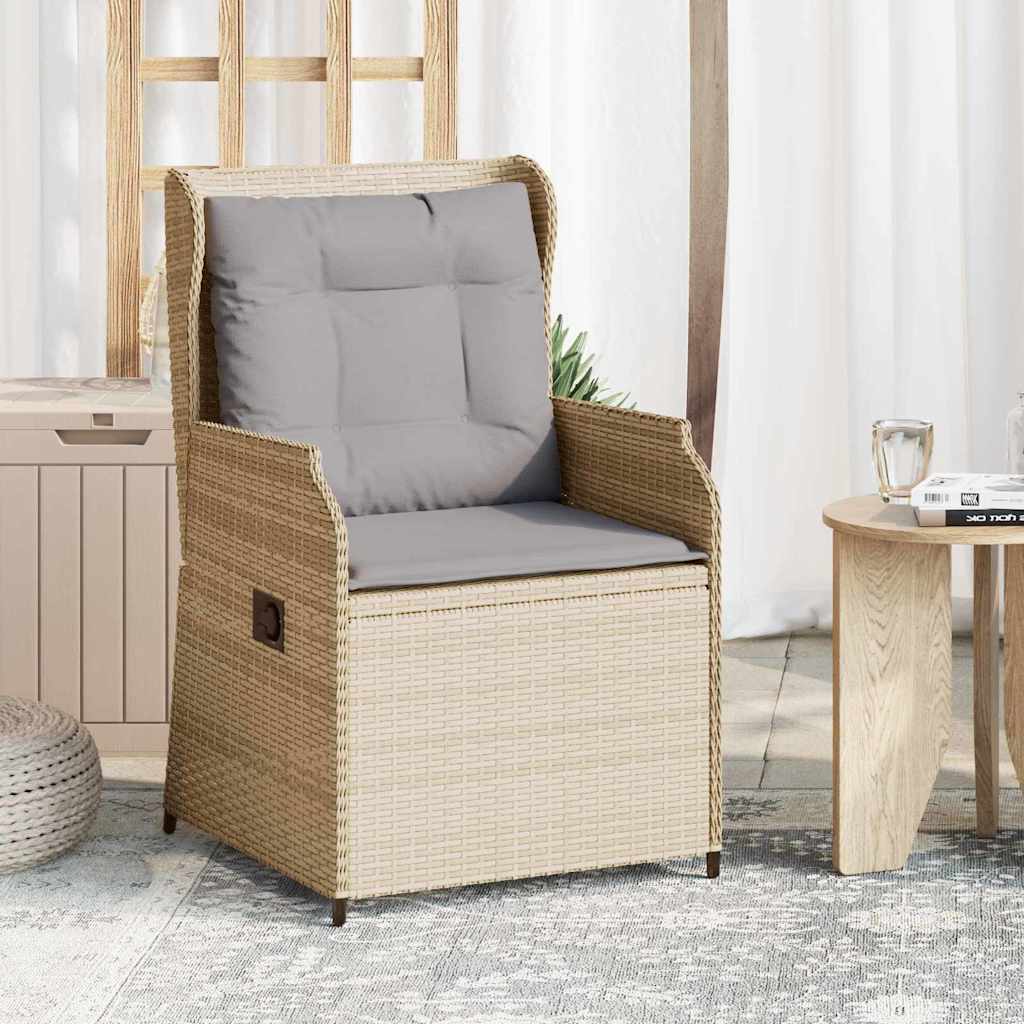 Havebænk med pude 2 pcs Beige Poly rattan