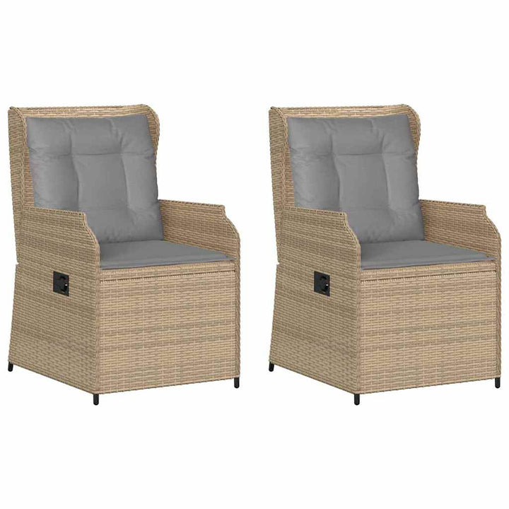 Havebænk med pude 2 pcs Beige Poly rattan