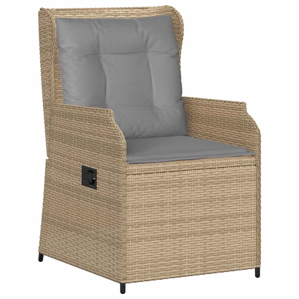 Havebænk med pude 2 pcs Beige Poly rattan