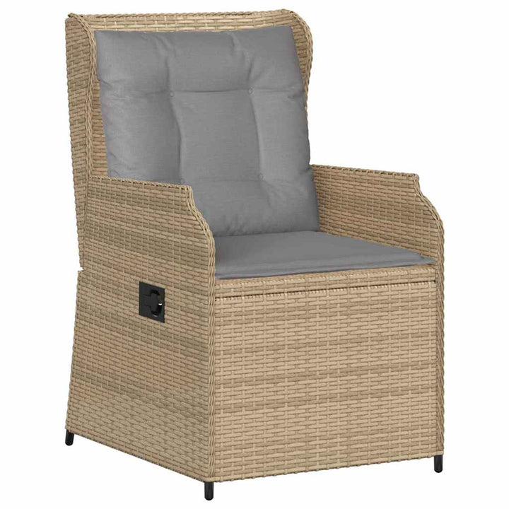 Havebænk med pude 2 pcs Beige Poly rattan