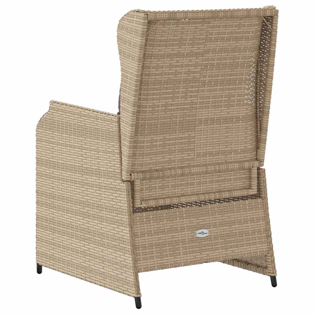 Havebænk med pude 2 pcs Beige Poly rattan