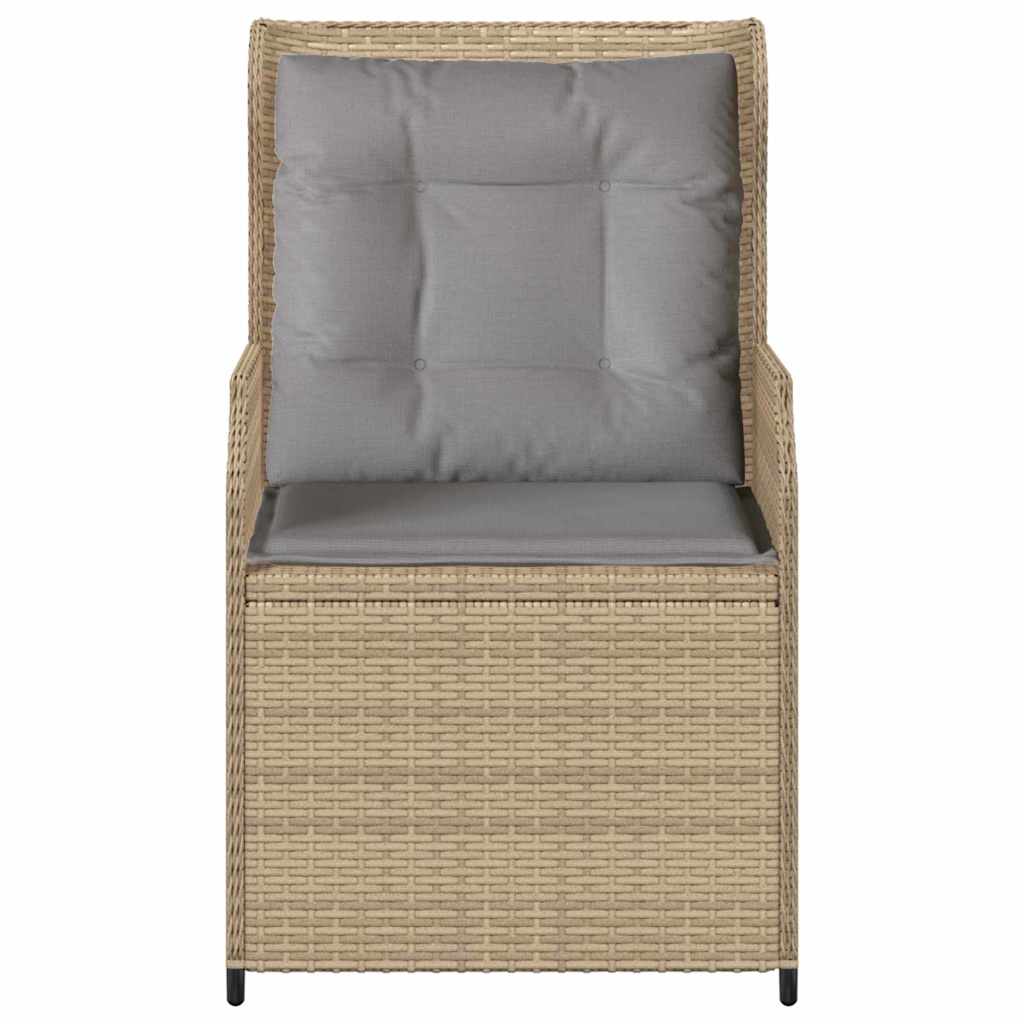 Havebænk med pude 2 pcs Beige Poly rattan