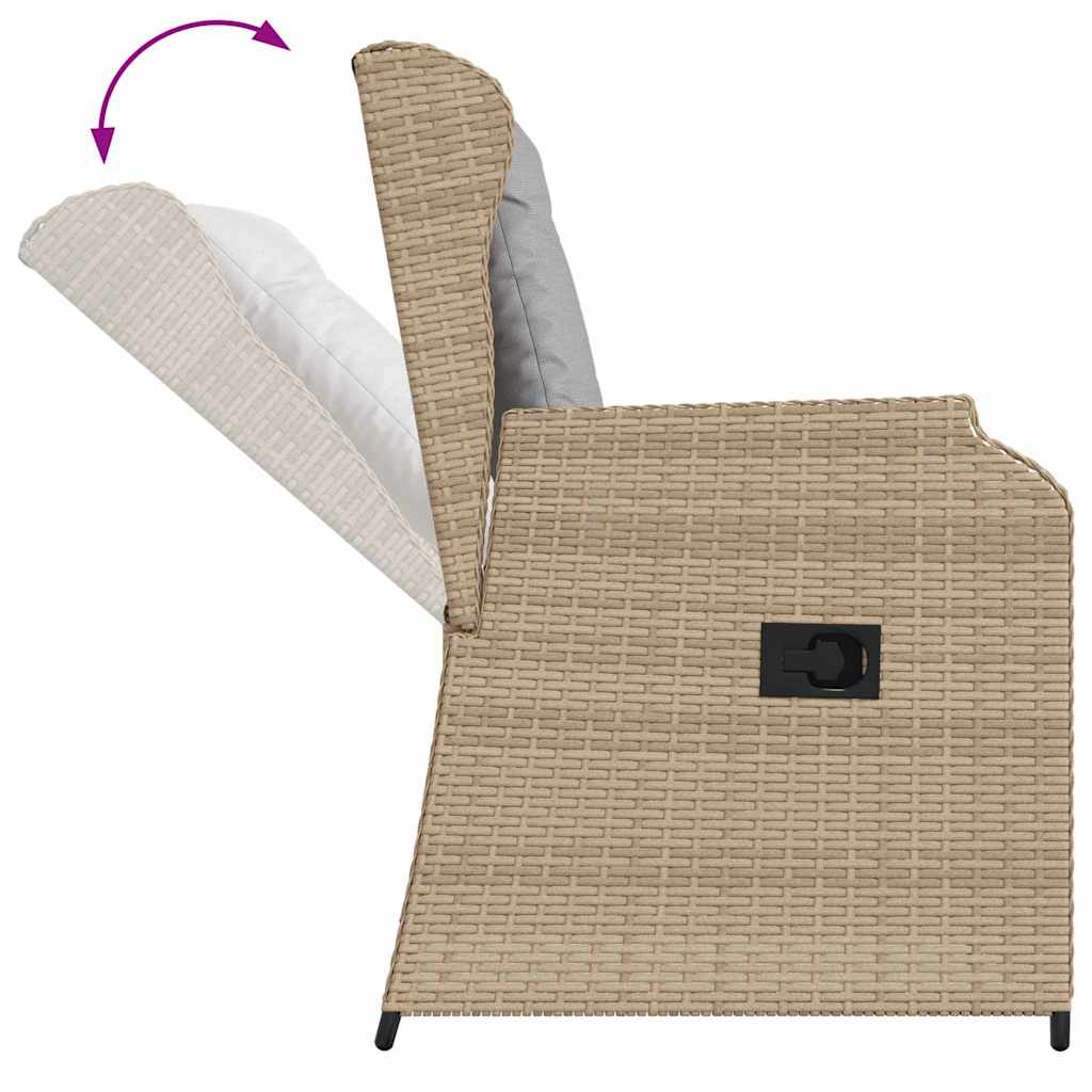 Havebænk med pude 2 pcs Beige Poly rattan