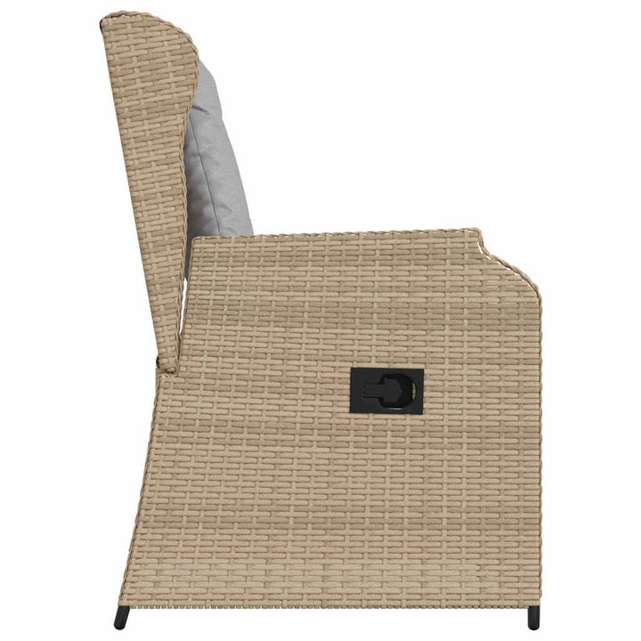 Havebænk med pude 2 pcs Beige Poly rattan