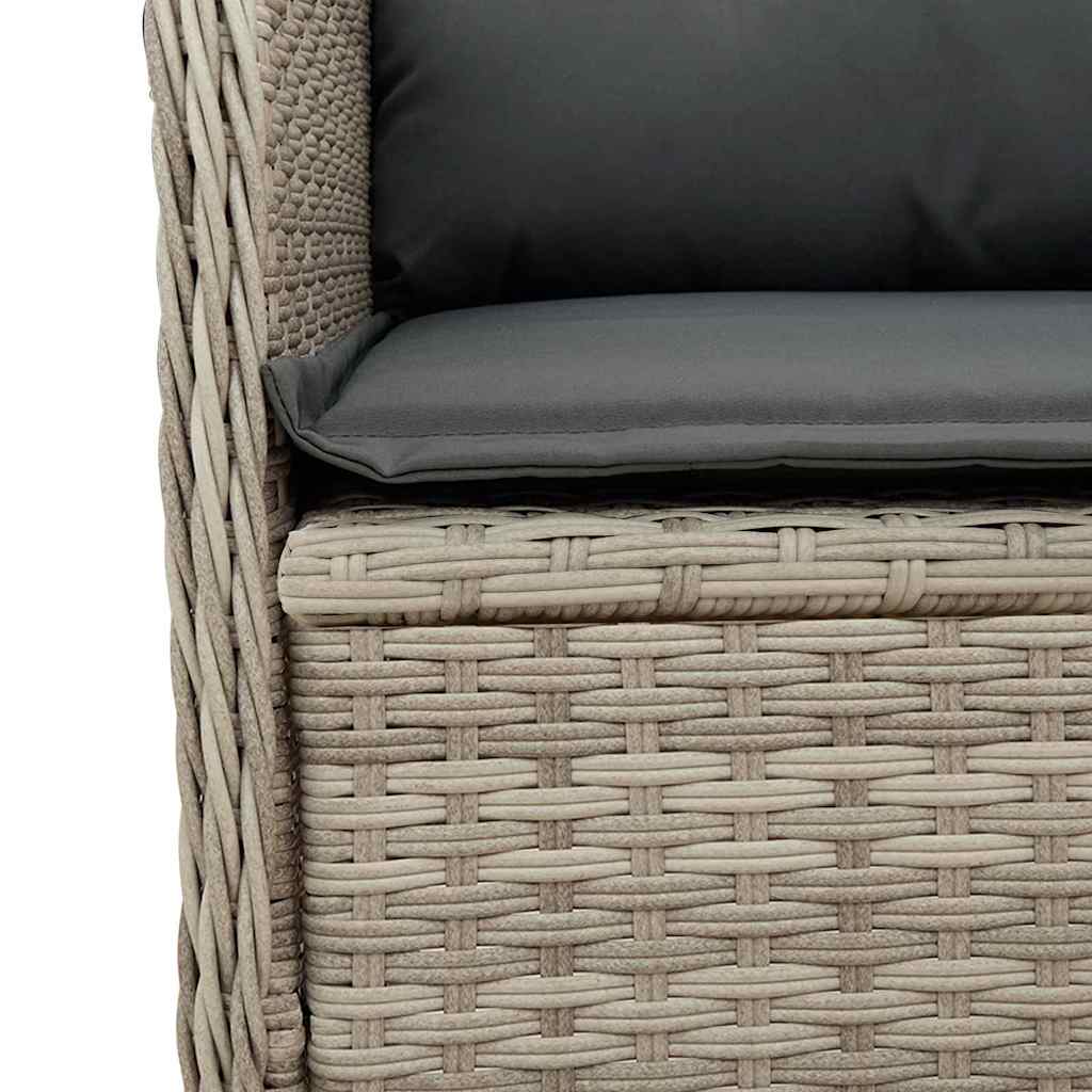 Havebænk med pude 2 pcs Lysegrå Poly rattan