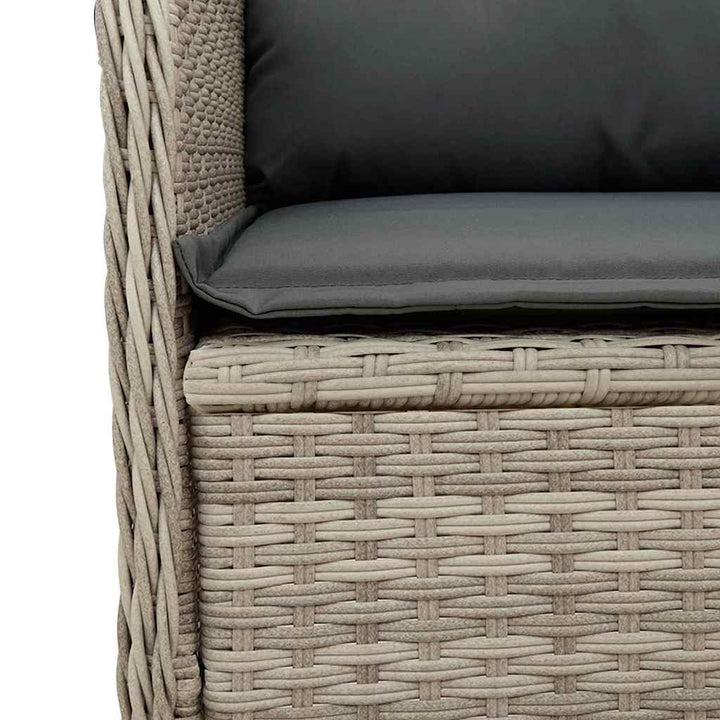 Havebænk med pude 2 pcs Lysegrå Poly rattan