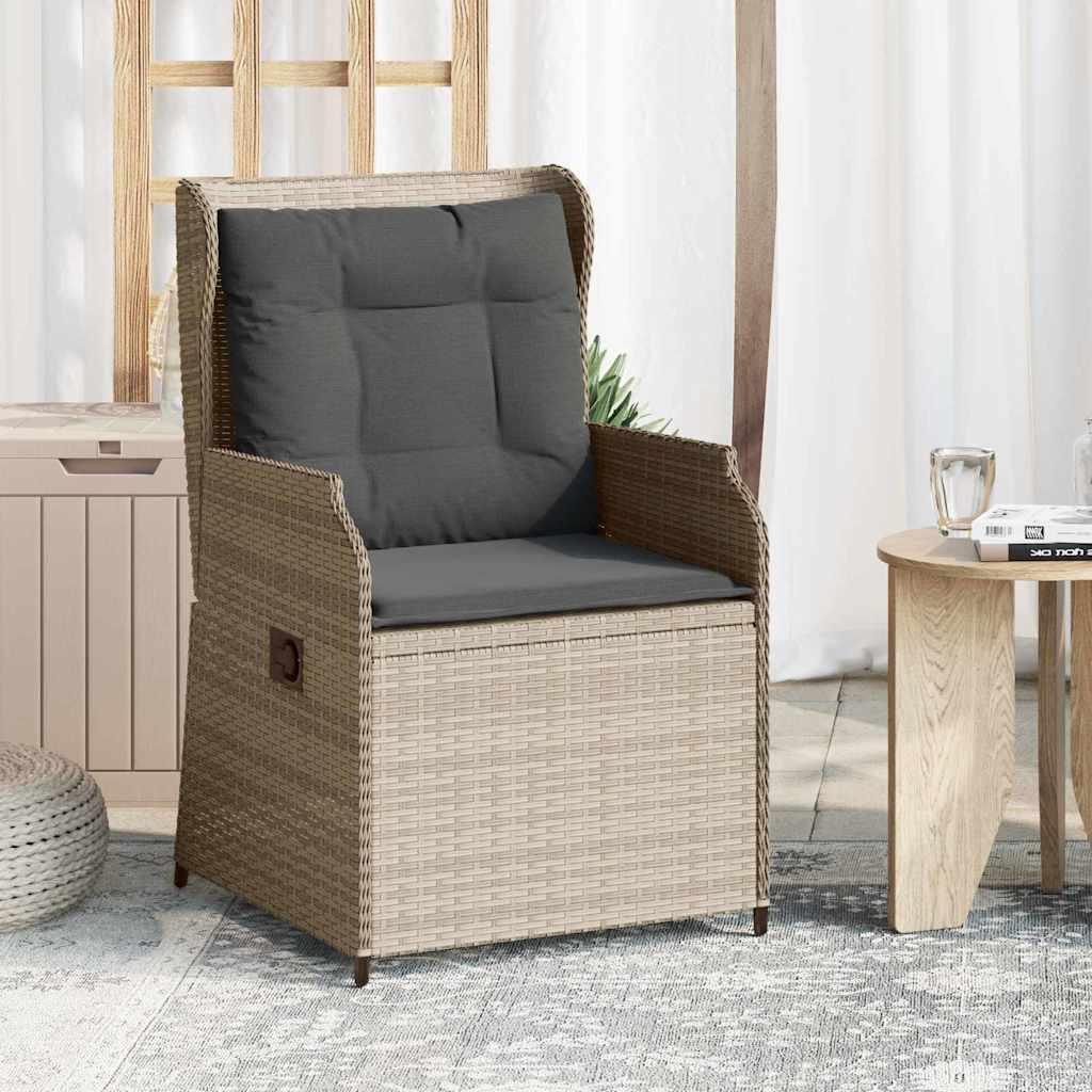 Havebænk med pude 2 pcs Lysegrå Poly rattan