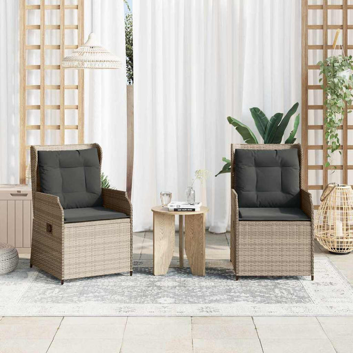 Havebænk med pude 2 pcs Lysegrå Poly rattan
