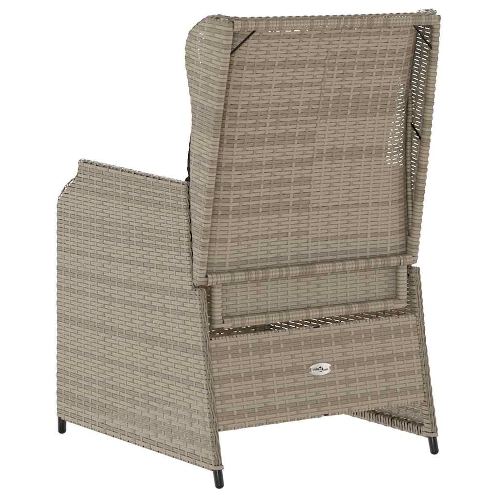 Havebænk med pude 2 pcs Lysegrå Poly rattan