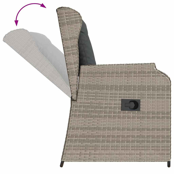 Havebænk med pude 2 pcs Lysegrå Poly rattan