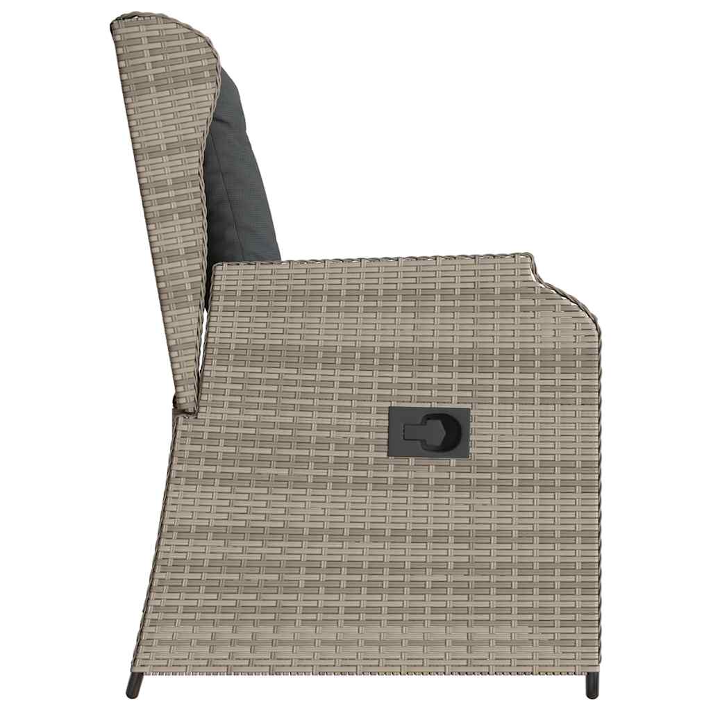 Havebænk med pude 2 pcs Lysegrå Poly rattan
