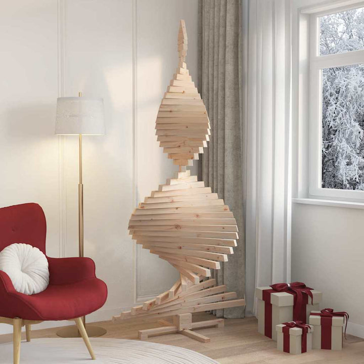 Juletræer med stativ Naturfarvet 210 cm Massivt fyrretræ