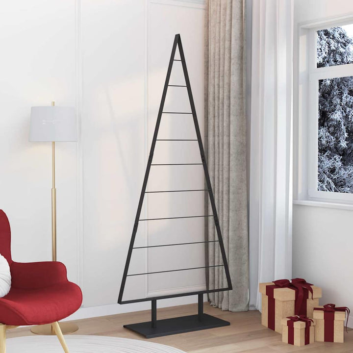 Metal juletræ med stativ Sort 210 cm Stål