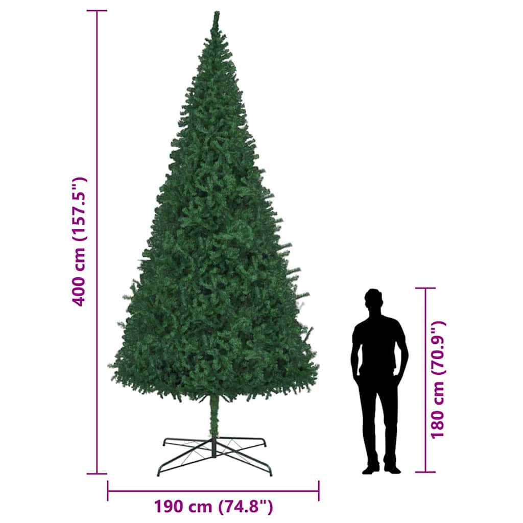Juletræ Med dekorative strenglamper Grøn 400 cm PVC