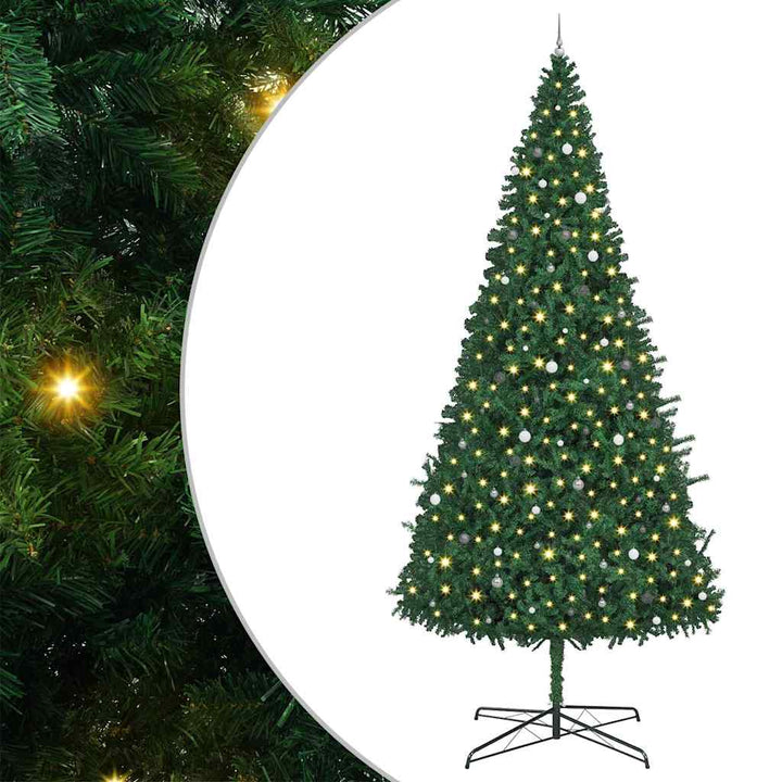 Juletræ Med dekorative strenglamper Grøn 400 cm PVC