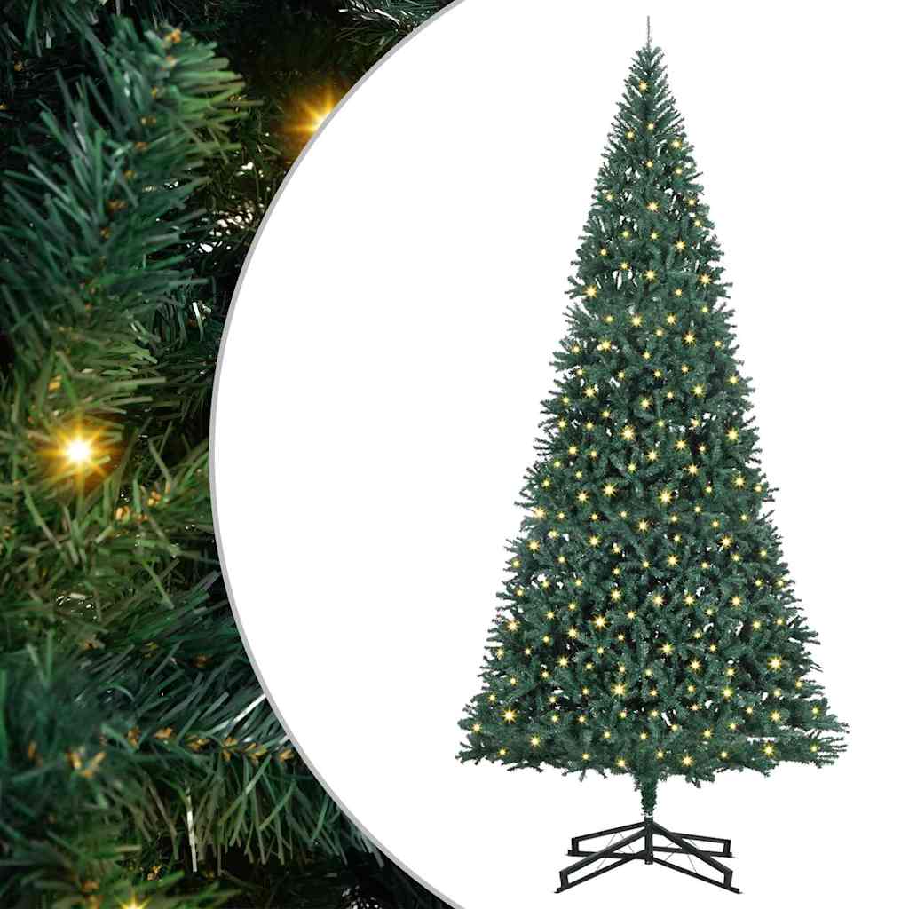 Kunstigt forudbelyst juletræ med 300 LED'er Grøn 500 cm PVC
