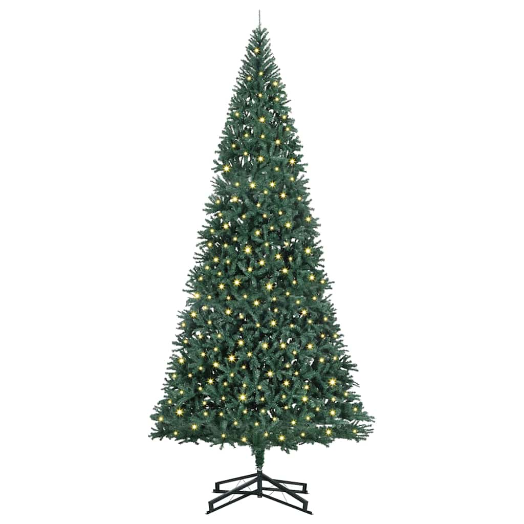 Kunstigt forudbelyst juletræ med 300 LED'er Grøn 500 cm PVC