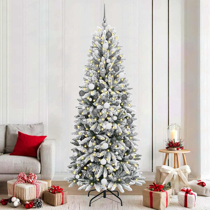 Kunstigt juletræ med 300 LED'er Hvid 78 x 78 x 210 cm