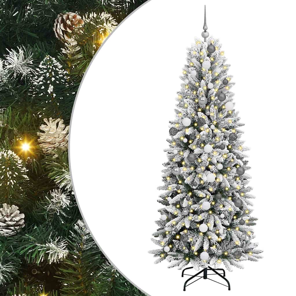 Kunstigt juletræ med 300 LED'er Hvid 78 x 78 x 210 cm