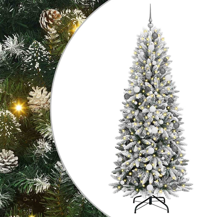 Kunstigt juletræ med 300 LED'er Hvid 78 x 78 x 210 cm