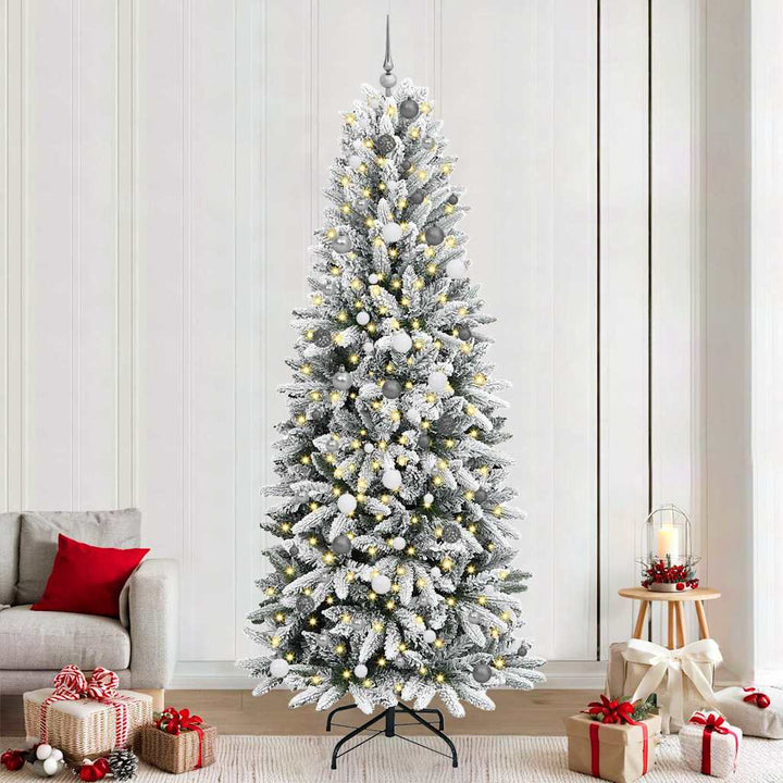 Kunstigt juletræ med 300 LED'er Hvid 93 x 93 x 240 cm