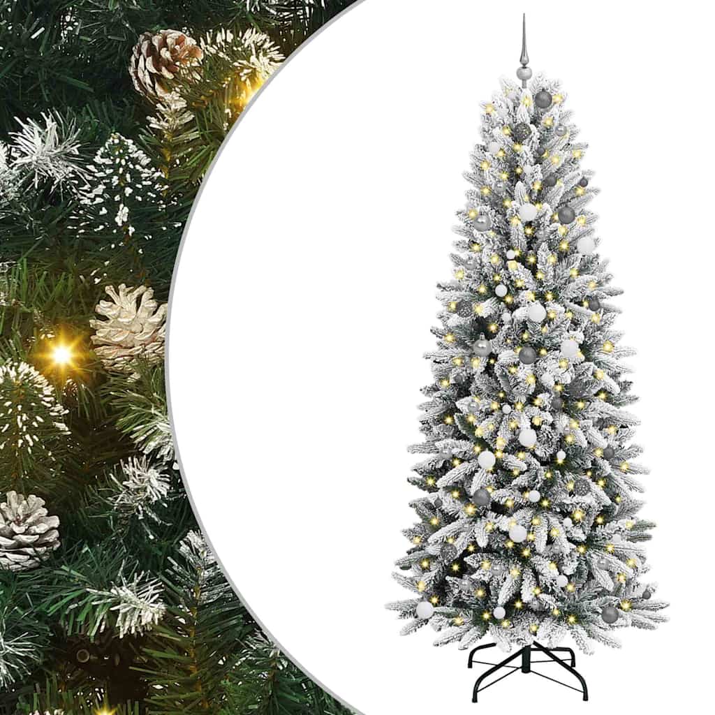 Kunstigt juletræ med 300 LED'er Hvid 93 x 93 x 240 cm