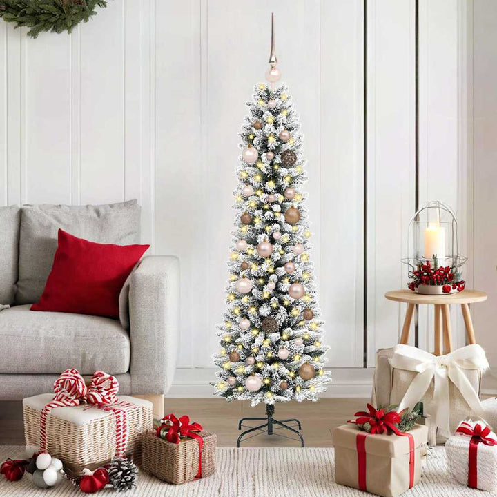 Kunstigt juletræ med stativ Hvid 150 cm PVC og metal og plast