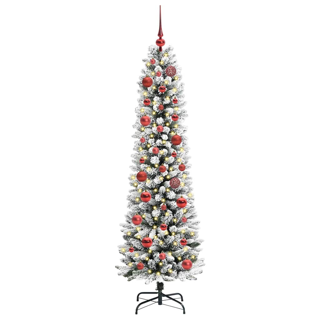 Kunstigt juletræ Grøn og hvid 150 cm PVC og metal og plast