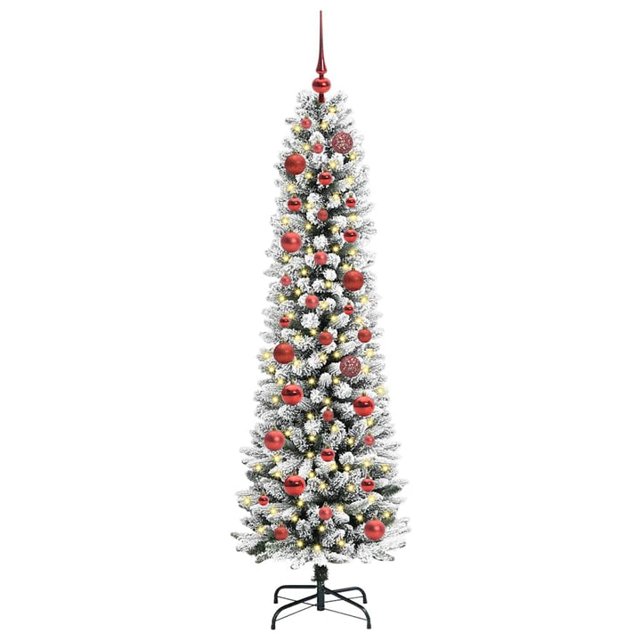 Kunstigt juletræ Grøn og hvid 150 cm PVC og metal og plast