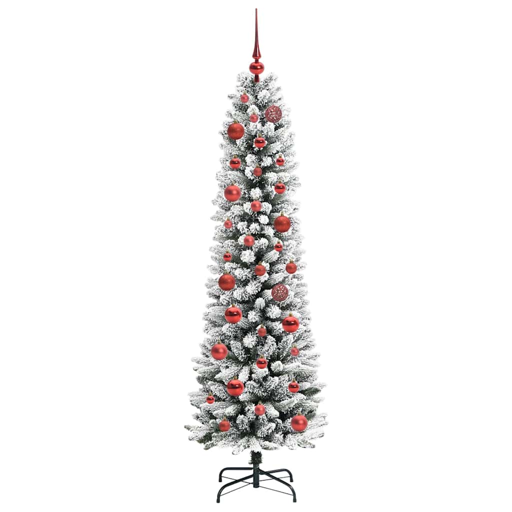 Kunstigt juletræ Grøn og hvid 150 cm PVC og metal og plast