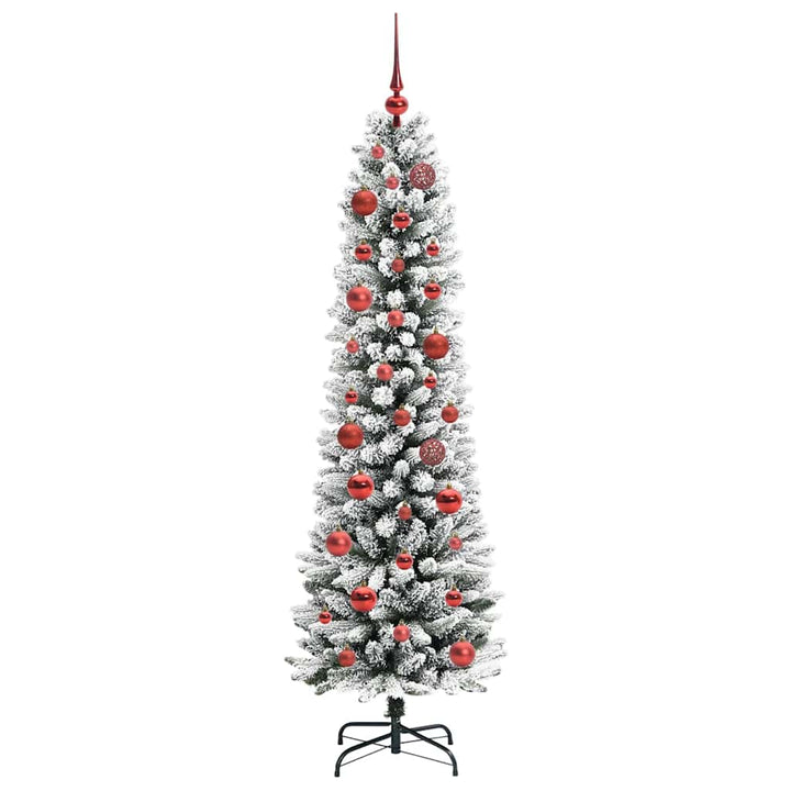 Kunstigt juletræ Grøn og hvid 150 cm PVC og metal og plast