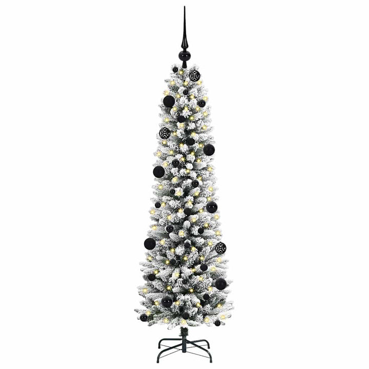 Kunstigt juletræ Grøn og hvid 150 cm PVC og metal og plast