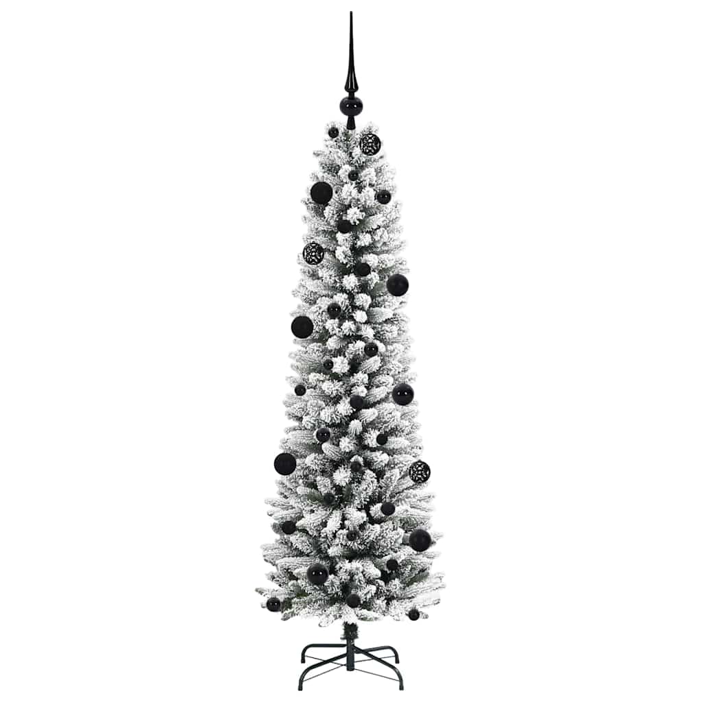 Kunstigt juletræ Grøn og hvid 150 cm PVC og metal og plast