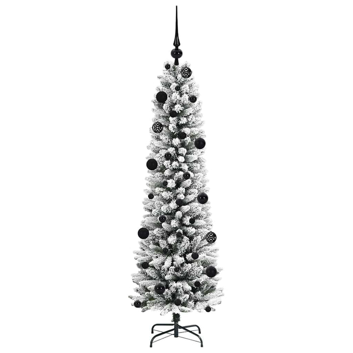 Kunstigt juletræ Grøn og hvid 150 cm PVC og metal og plast