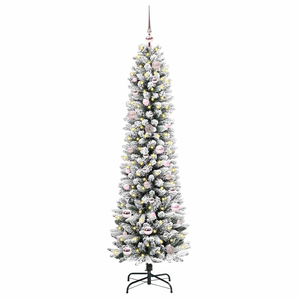 Kunstigt juletræ Grøn og hvid 150 cm PVC og metal og plast
