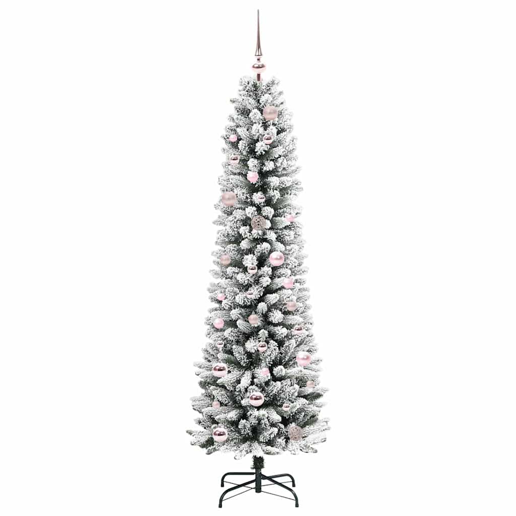 Kunstigt juletræ Grøn og hvid 150 cm PVC og metal og plast