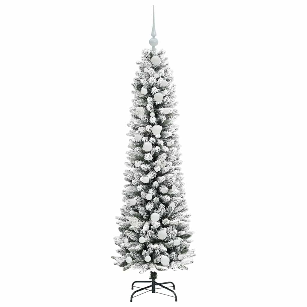 Kunstigt juletræ Grøn og hvid 150 cm PVC og metal og plast