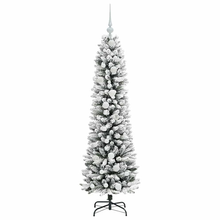 Kunstigt juletræ Grøn og hvid 150 cm PVC og metal og plast