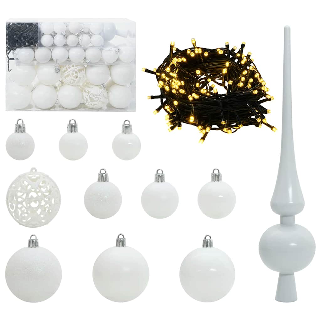 Kunstigt juletræ Grøn og hvid 150 cm PVC og metal og plast
