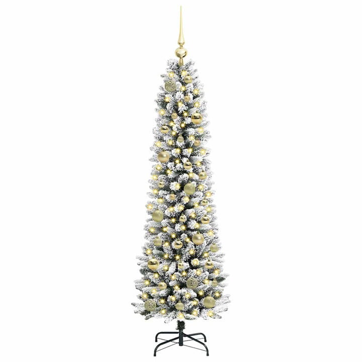 Kunstigt juletræ Grøn og hvid 150 cm PVC og metal og plast